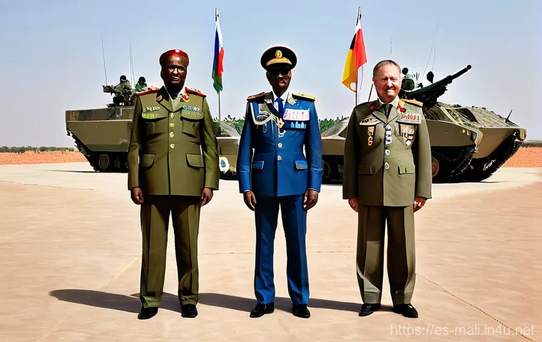 말리의 군사력과 국방 정책 - **Prompt:** A vivid, transitional scene set in a dusty, vast landscape in Mali. In the foreground, a... 말리의 군사력과 국방 정책 - **Prompt:** A vivid, transitional scene set in a dusty, vast landscape in Mali. In the foreground, a...